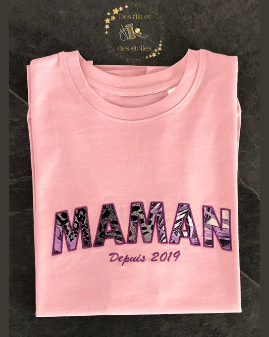 T-shirt Memories col rond MAMAN - Depuis 20.. (date à personnaliser)