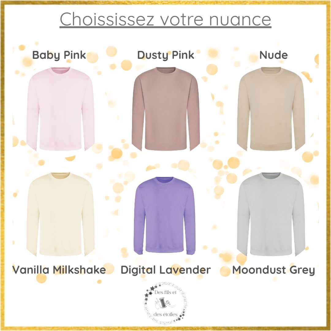 Sweat Memories col rond MAMAN - Je t'aime - broderie manche prénom simple